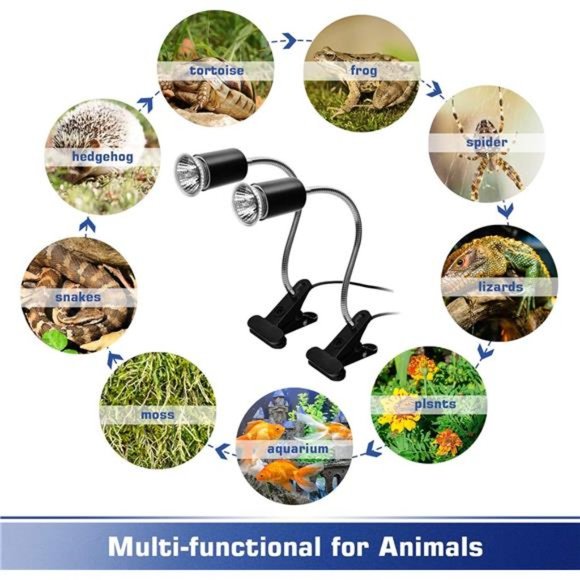 Reptile Heat Lamp, Basking Spot Lamp, 2 Pack UVA + UVB Full Spectrum Sun Lamp - Picture 4 of 8